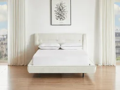 Lit 140 x 190 cm - Tissu bouclette - Beige - ISYDE>Vente-unique New