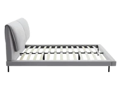 Vente-unique Lit 140 x 190 cm - Velours - Gris + Matelas - IBEDIA* Lit Double