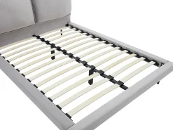 Vente-unique Lit 140 x 190 cm - Velours - Gris + Matelas - IBEDIA* Lit Double