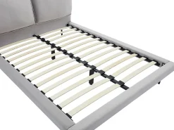 Lit 160 x 200 cm - Velours - Gris + Matelas - IBEDIA><noscript><img width=