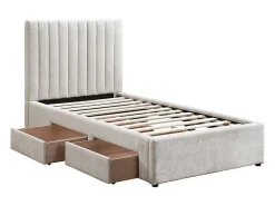 Lit 90 x 190 cm avec 2 tiroirs - Tissu - Beige - SARAH><noscript><img width=