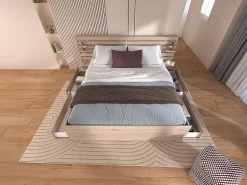 Lit 160 x 200 cm avec 4 tiroirs - Coloris : Naturel + Sommier + Matelas - TENALIA II>Vente-unique Best
