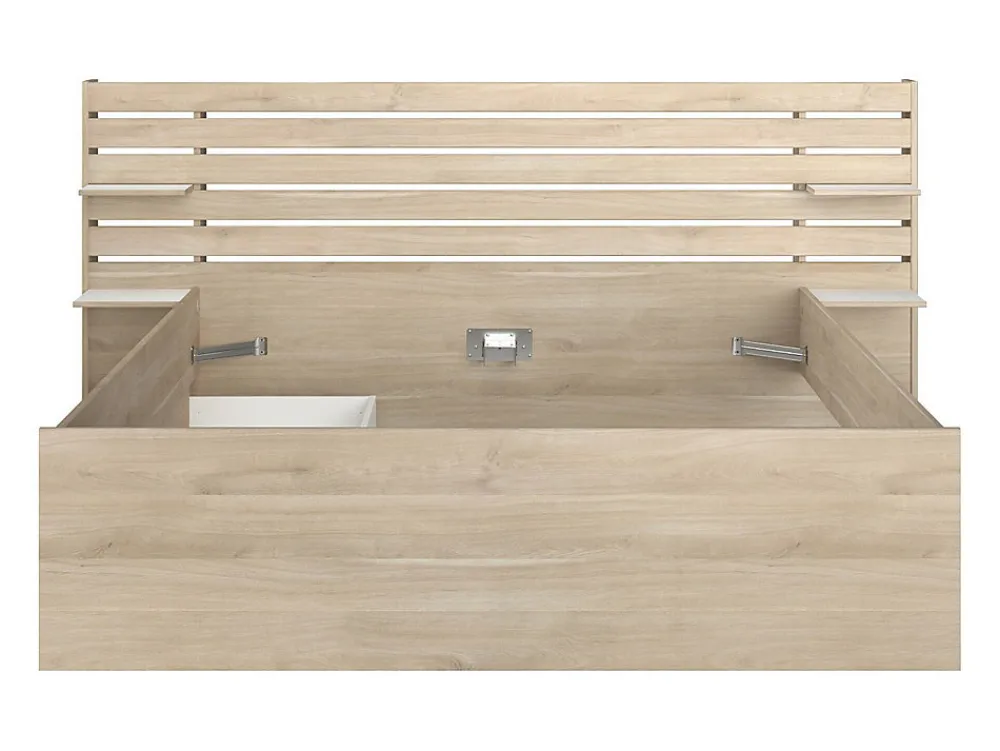 Lit 160 x 200 cm avec 4 tiroirs - Coloris : Naturel + Sommier + Matelas - TENALIA II>Vente-unique Best