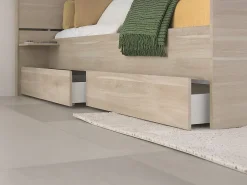Vente-unique Lit 120 x 190 cm avec 4 tiroirs - Coloris : Naturel + Sommier + Matelas - TENALIA* Lit Avec Rangement