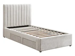 Lit 90 x 190 cm avec 2 tiroirs - Tissu - Beige + Matelas - SARAH>Vente-unique Discount