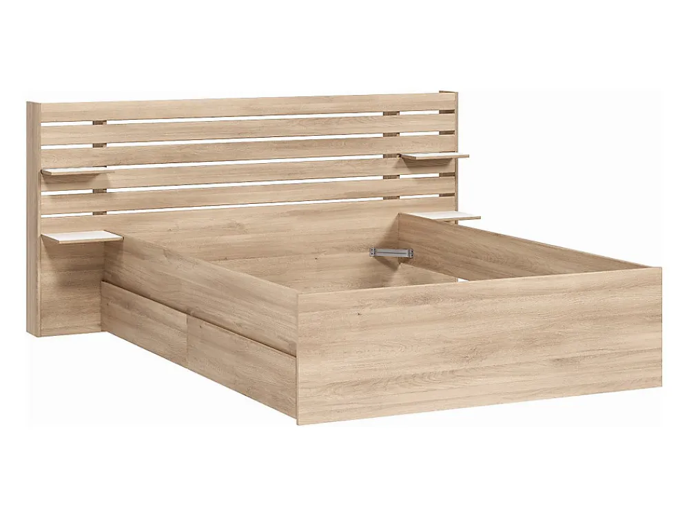 Lit 140 x 190/200 cm avec 4 tiroirs - Coloris : Naturel + Sommier + Matelas - TENALIA II>Vente-unique Best