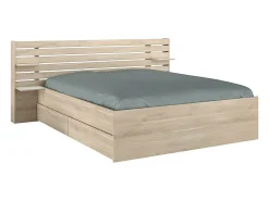 Vente-unique Lit 160 x 200 cm avec 4 tiroirs - Coloris : Naturel + Sommier - TENALIA II* Lit Avec Rangement