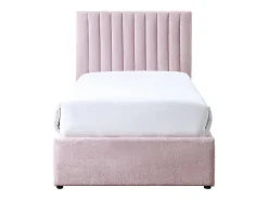 Lit 90 x 190 cm avec 2 tiroirs - Tissu - Rose + Matelas - SARAH><noscript><img width=