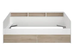 Vente-unique Lit 90 x 190/200 cm avec rangements - Blanc et naturel - PAULETTE*Enfant Lit Enfant
