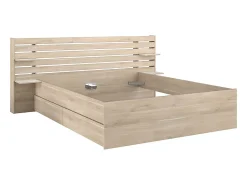 Lit 180 x 200 cm avec rangements - Coloris : Naturel + Sommier + Matelas - TENALIA><noscript><img width=