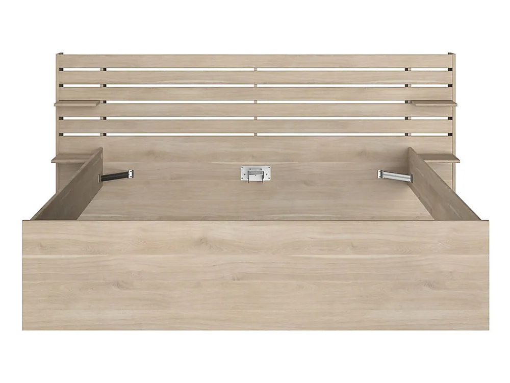 Lit 180 x 200 cm avec rangements - Coloris : Naturel + Sommier + Matelas - TENALIA>Vente-unique