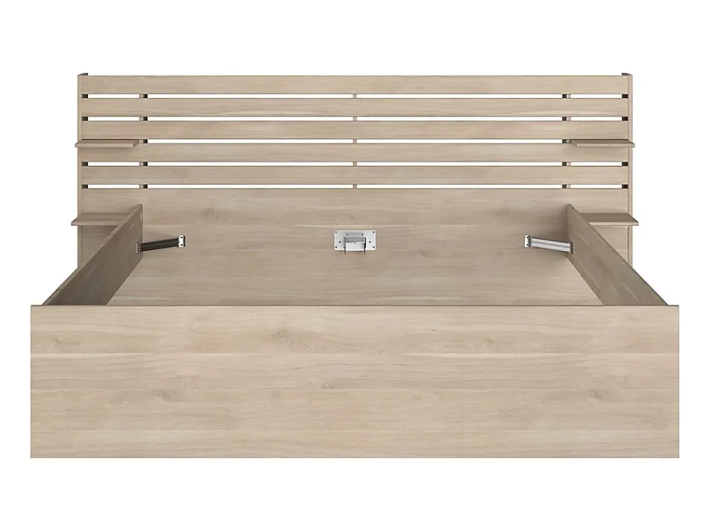 Vente-unique Lit 180 x 200 cm avec rangements - Coloris : Naturel + Sommier - TENALIA* Lit Avec Rangement