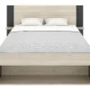 Vente-unique Lit 140 x 190 cm avec rangements - Coloris : Naturel et noir - KEROSIA* Lit Avec Rangement