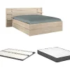 Lit 160 x 200 cm avec rangements - Coloris : Naturel + Sommier + Matelas - TENALIA II>Vente-unique New