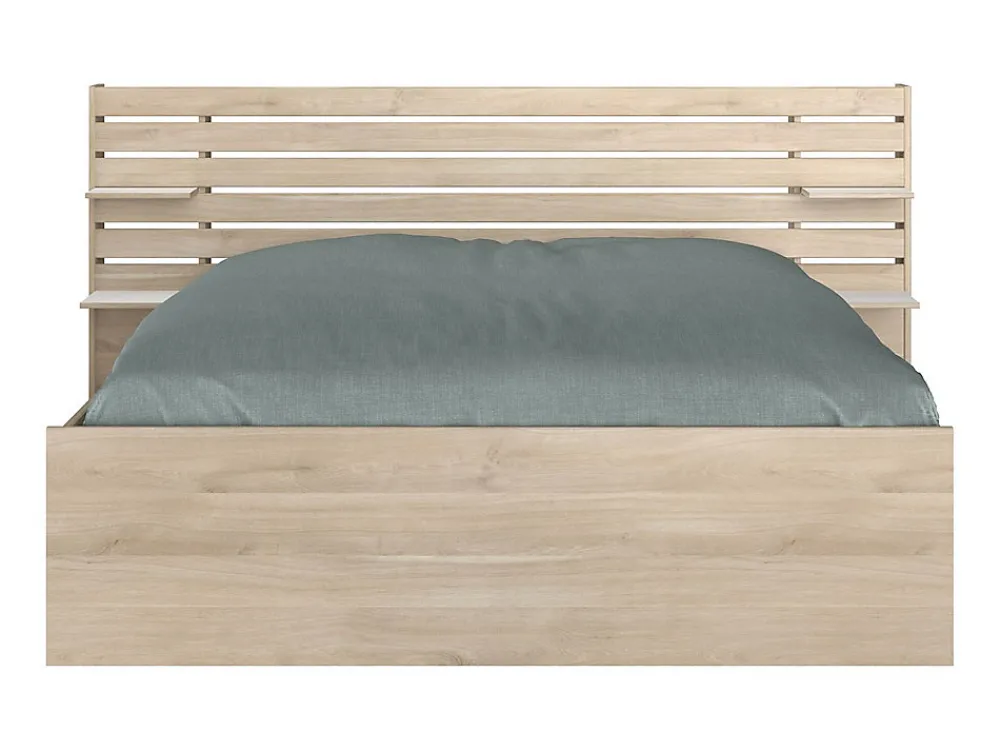 Lit 160 x 200 cm avec rangements - Coloris : Naturel + Sommier + Matelas - TENALIA II>Vente-unique New