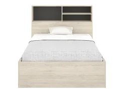 Lit 120 x 190 cm avec rangements - Coloris : Naturel et anthracite - VARDIEL><noscript><img width=