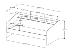Lit 90 x 190/200 cm avec rangements - Blanc et naturel + Sommier - PAULETTE><noscript><img width=