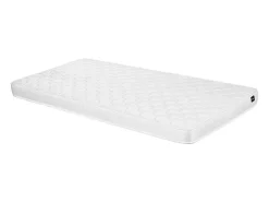 Vente-unique Lit 90 x 190/200 cm avec rangements - Blanc et naturel + Sommier + Matelas - PAULETTE* Lit Avec Rangement