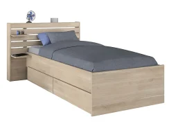 Lit 90 x 190/200 cm avec rangements - Coloris : Naturel - TENALIA><noscript><img width=