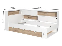Lit 90 x 190 cm avec rangements - Coloris : Blanc et naturel - TAMADU><noscript><img width=