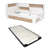 Lit 90 x 190 cm avec rangements - Coloris : Blanc et naturel + Sommier - TAMADU>Vente-unique Sale