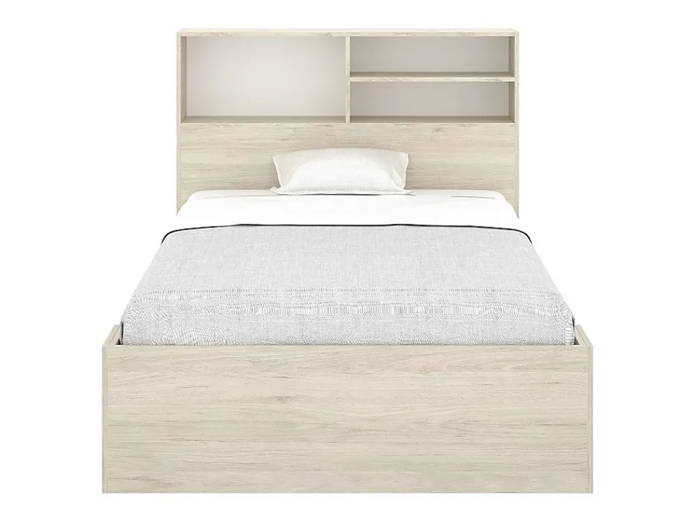 Vente-unique Lit 120 x 190 cm avec rangements - Coloris : Naturel et blanc - VARDIEL* Lit Avec Rangement