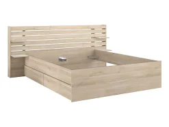 Lit 160 x 200 cm avec rangements - Coloris : Naturel + Sommier - TENALIA II><noscript><img width=