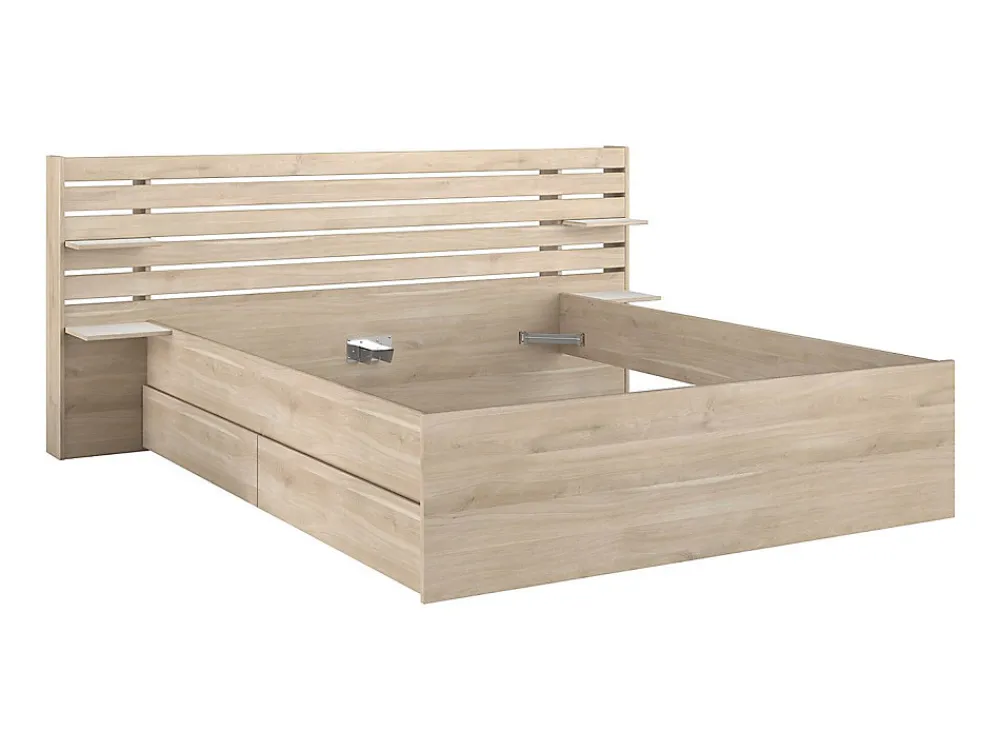 Lit 160 x 200 cm avec rangements - Coloris : Naturel + Sommier - TENALIA II>Vente-unique Hot