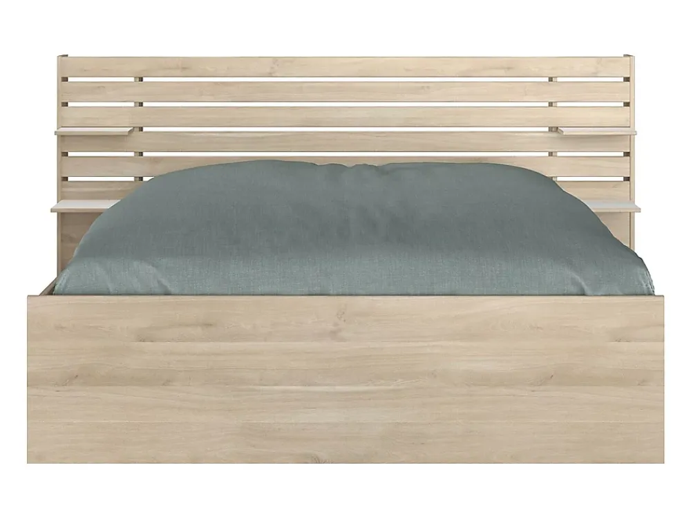 Vente-unique Lit 160 x 200 cm avec rangements - Coloris : Naturel - TENALIA II* Lit Avec Rangement