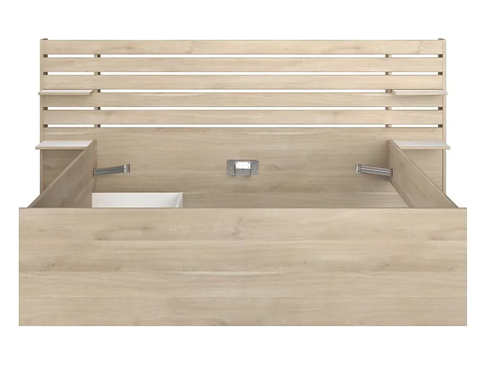 Vente-unique Lit 160 x 200 cm avec rangements - Coloris : Naturel - TENALIA II* Lit Avec Rangement