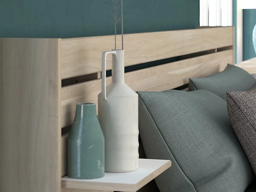 Vente-unique Lit 160 x 200 cm avec rangements - Coloris : Naturel - TENALIA II* Lit Avec Rangement