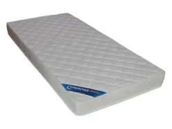 Vente-unique Lit 90 x 190 cm avec rangements - Coloris : Naturel et blanc + Sommier + Matelas - LOSTYA* Lit Avec Rangement
