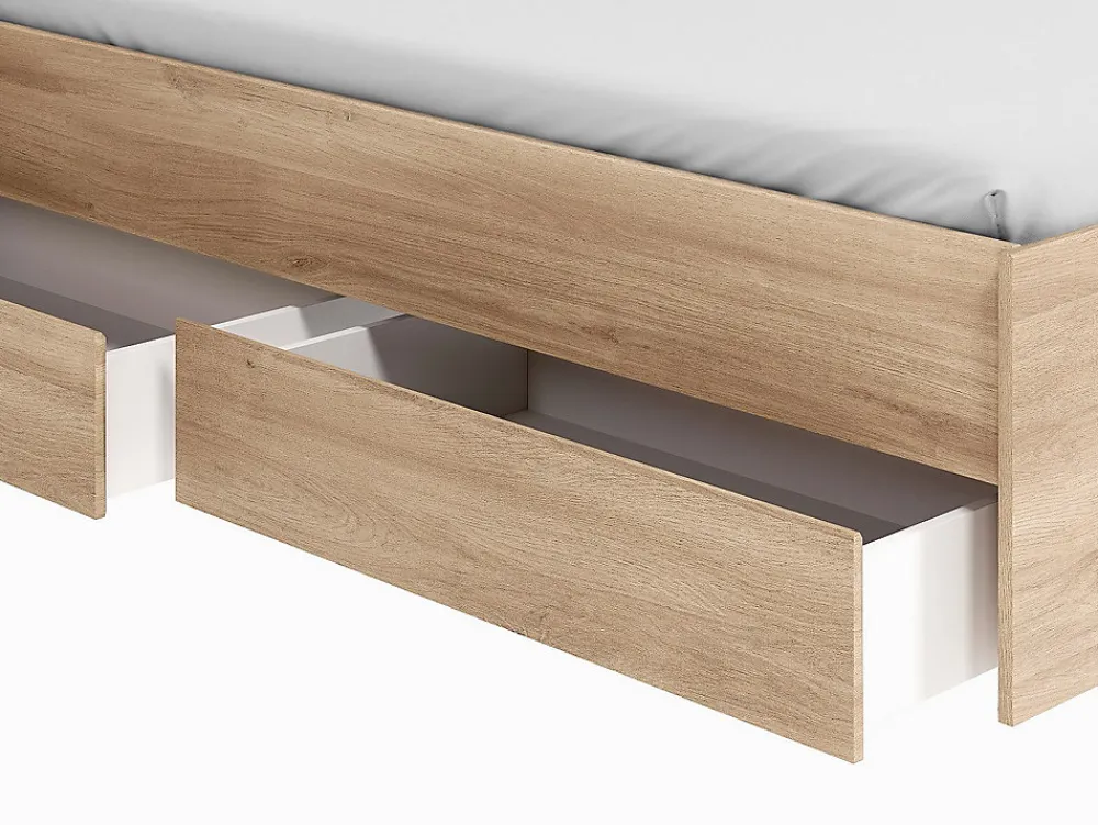 Lit 140 x 190/200 cm avec rangements - Coloris : Naturel + Sommier - TENALIA II>Vente-unique Hot