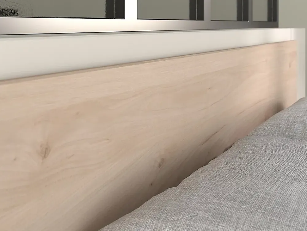 Vente-unique Lit 140 x 190/200 cm avec rangements - Coloris : Naturel et noir + Sommier - KINSELIA* Lit Avec Rangement
