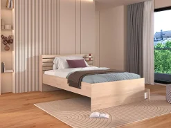 Lit 120 x 190 cm avec rangements - Coloris : Naturel - TENALIA>Vente-unique Outlet