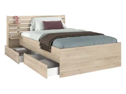 Lit 120 x 190 cm avec rangements - Coloris : Naturel - TENALIA><noscript><img width=