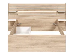 Vente-unique Lit 140 x 190/200 cm avec rangements - Coloris : Naturel + Sommier + Matelas - TENALIA II* Lit Avec Rangement