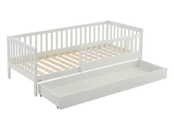 Lit 90 x 190 cm avec tiroir - Pin et MDF - Blanc + Matelas - PROVIATI><noscript><img width=