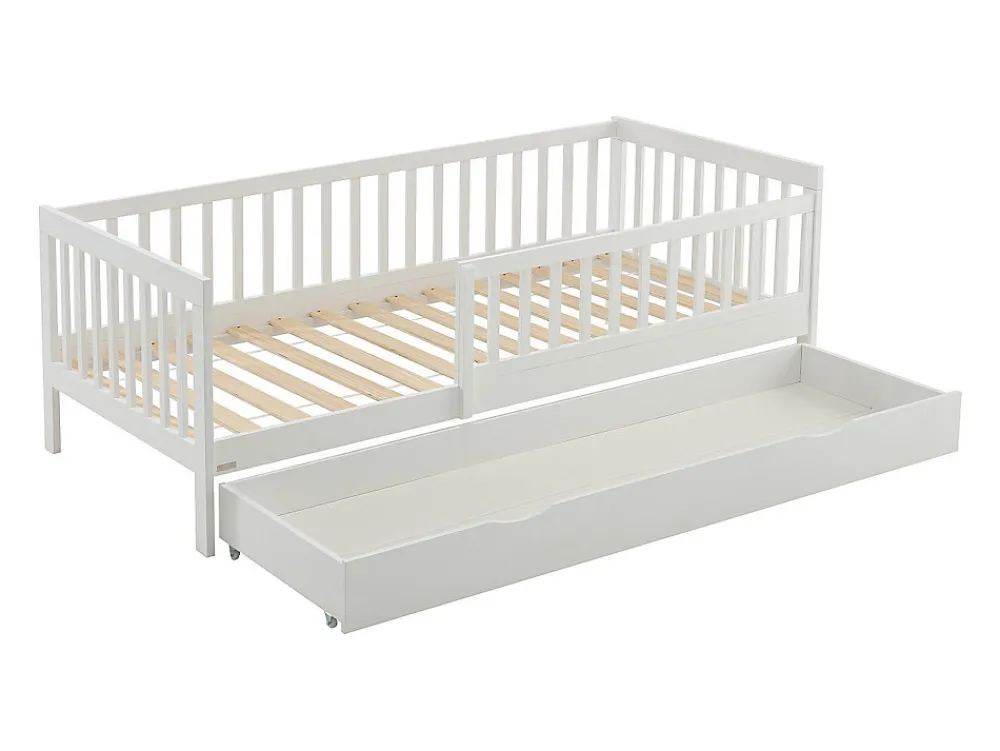Lit 90 x 190 cm avec tiroir - Pin et MDF - Blanc + Matelas - PROVIATI>Vente-unique Hot