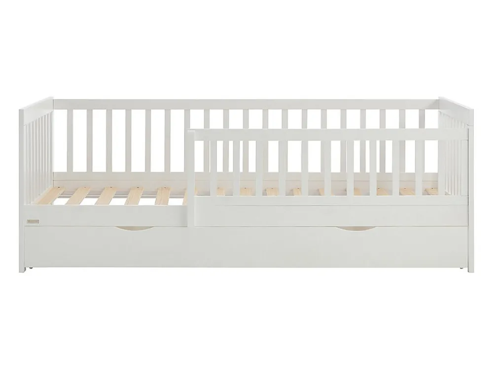 Lit 90 x 190 cm avec tiroir - Pin et MDF - Blanc + Matelas - PROVIATI>Vente-unique Hot