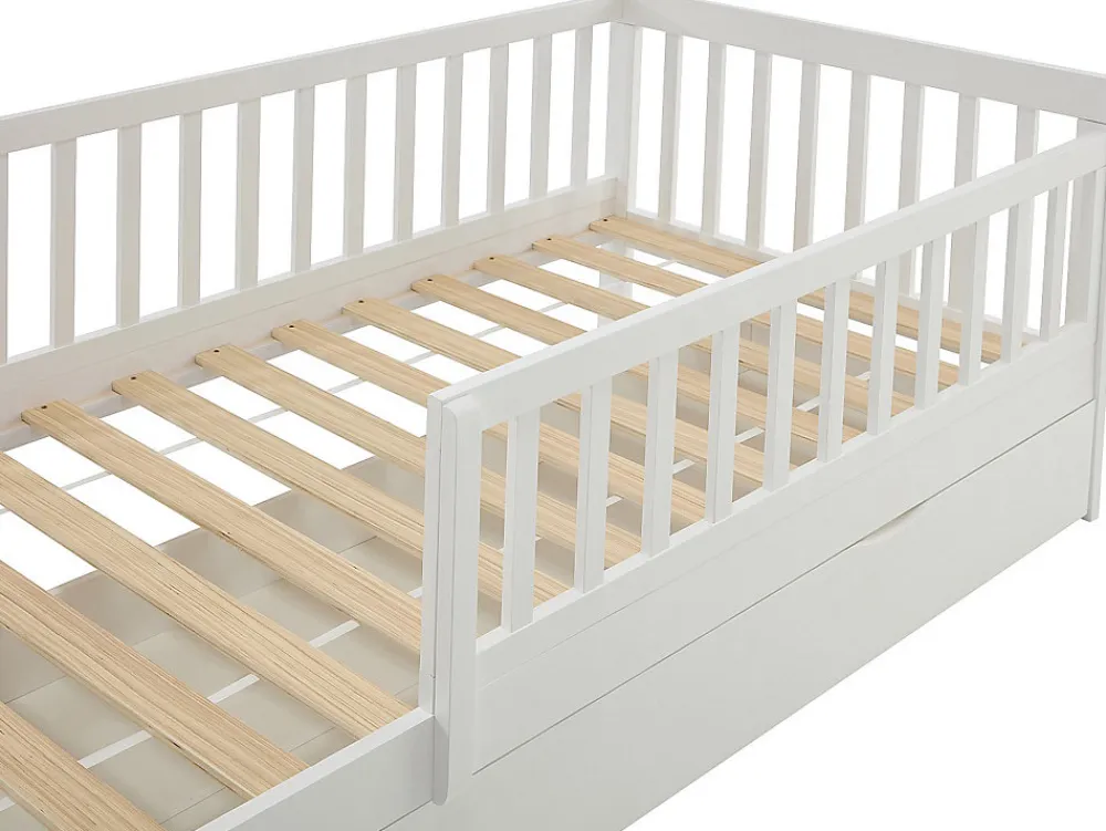 Lit 90 x 190 cm avec tiroir - Pin et MDF - Blanc + Matelas - PROVIATI>Vente-unique Hot