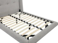 Vente-unique Lit 160 x 200 cm avec tête de lit capitonnée - Tissu - Gris clair + Matelas - PENAVI* Lit Double