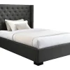 Vente-unique Lit 120 x 200 cm avec tête de lit capitonnée - Tissu - Gris - MASSIMO* Lit Simple