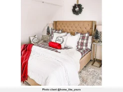 Lit 180 x 200 cm avec tête de lit capitonnée - Tissu - Beige - MASSIMO II><noscript><img width=