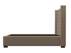Lit 180 x 200 cm avec tête de lit capitonnée - Tissu - Beige - MASSIMO II><noscript><img width=