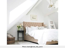 Lit 180 x 200 cm avec tête de lit capitonnée - Tissu - Beige - MASSIMO II><noscript><img width=