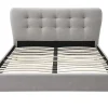 Vente-unique Lit 160 x 200 cm avec tête de lit capitonnée - Tissu - Gris clair - ELIDE* Lit Double