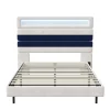 Lit 140 x 200 cm Design Flottant avec Éclairage LED Prise Port USB Cadre Velours ,sans Matelas>Fortuna lai Online