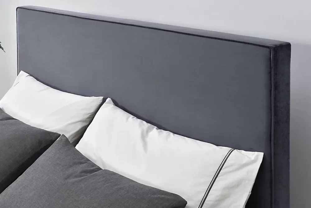 Concept Usine Lit 140 x 190 cm en velours et laiton gris - RIVERSIDE* Lit Double