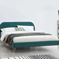 Lit 160 x 200 cm en velours et laiton vert - PHOENIX>Concept Usine